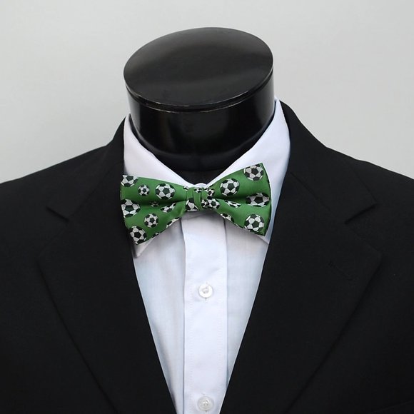 Finery Mens Wear Other - Men's Soccer Ball Self-Tie Freestyle Bow Tie Green